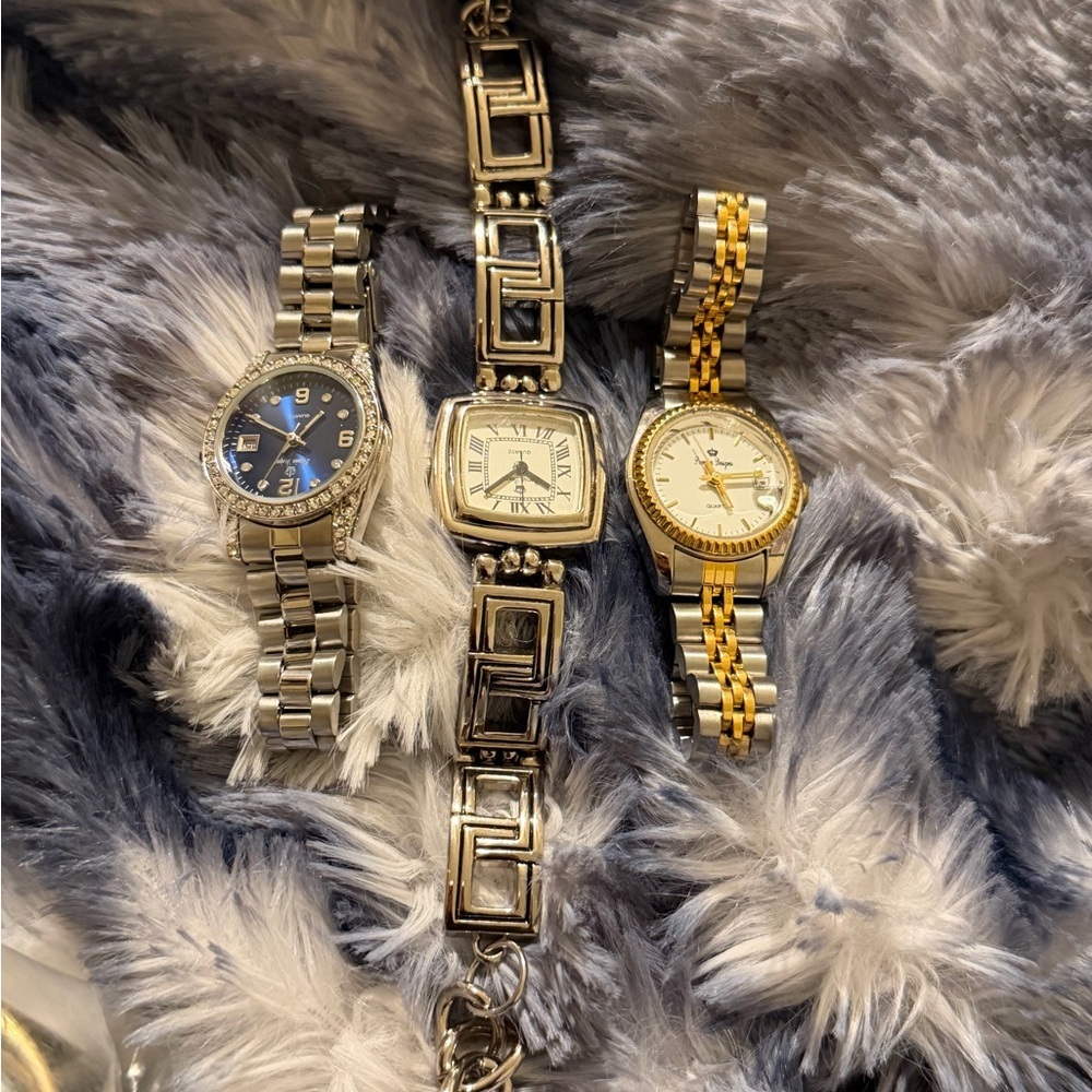 Premier Designs Set of 3 Watches Stylish Silver and Gold Watches Set Rhinestone